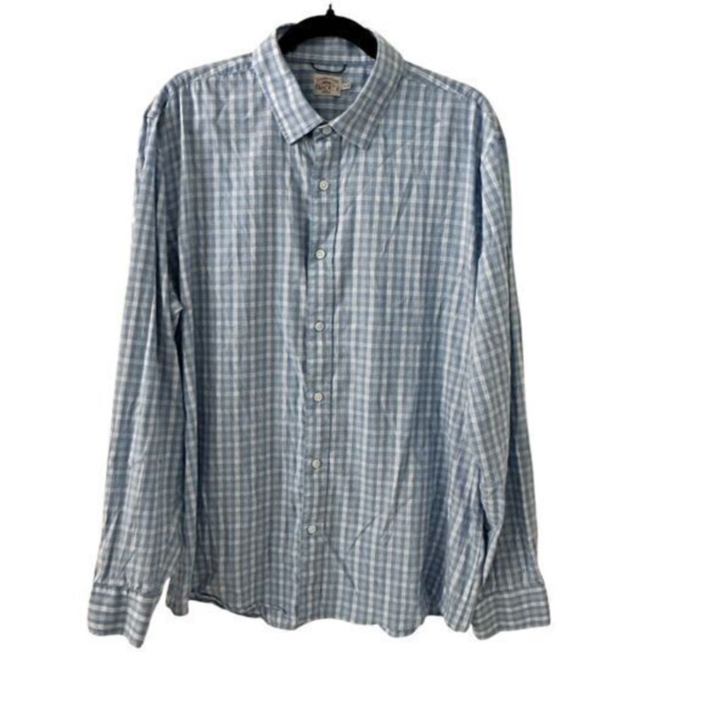 Faherty Blue Plaid Lightweight Supima Cotton Nylon Blend Button-Down Shirt – XL